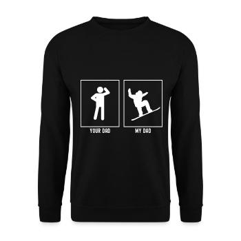 Dein Vater - Mein Vater - Snowboarding Radikal - Unisex Pullover - Schwarz - Vorne - Alina (178cm) & Michal (187cm)