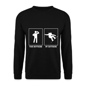 Your Friend - My Friend - Snowboarding Jump - Unisex Sweatshirt - black - Front - Alina (178cm) & Michal (187cm)