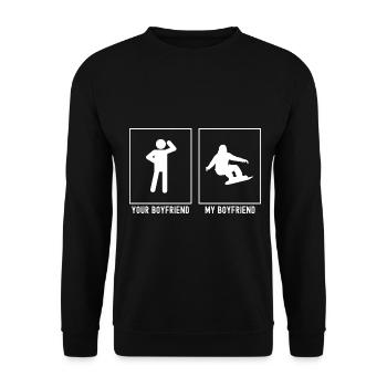 Your Friend - My Friend - Awesome Snowboarding - Unisex Sweatshirt - black - Front - Alina (178cm) & Michal (187cm)