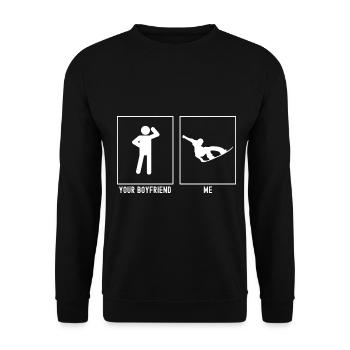 Dein Freund - Ich - Snowboarding Extrem - Unisex Pullover - Schwarz - Vorne - Alina (178cm) & Michal (187cm)