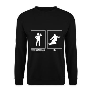 Dein Freund - Ich - Snowboarding Design - Unisex Pullover - Schwarz - Vorne - Alina (178cm) & Michal (187cm)