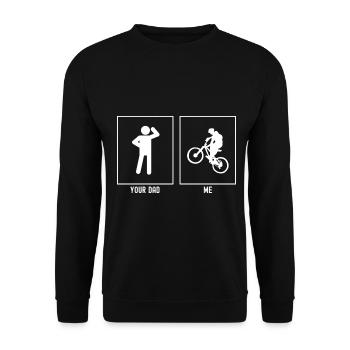 Your father - me - extreme mountain biking - Unisex Sweatshirt - black - Front - Alina (178cm) & Michal (187cm)