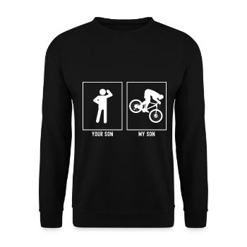 Votre fils - Mon fils - Descente à vélo - Sweat-shirt Unisexe - noir - Devant - Alina (178cm) & Michal (187cm)