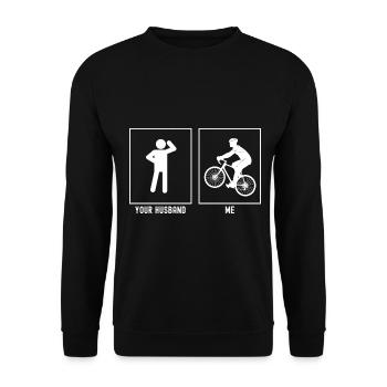 Your husband - me - cycling uphill - Unisex Sweatshirt - black - Front - Alina (178cm) & Michal (187cm)