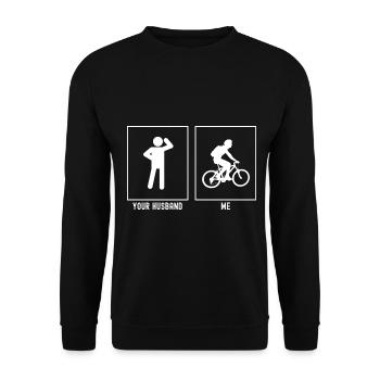 Votre mari - moi - Vélo tranquille - Sweat-shirt Unisexe - noir - Devant - Alina (178cm) & Michal (187cm)