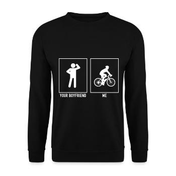 Dein Freund - Ich - Radfahren Aktivität - Unisex Pullover - Schwarz - Vorne - Alina (178cm) & Michal (187cm)