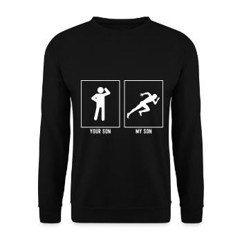 Ton fils - Mon fils - Sprint Run - Sweat-shirt Unisexe - noir - Devant - Alina (178cm) & Michal (187cm)