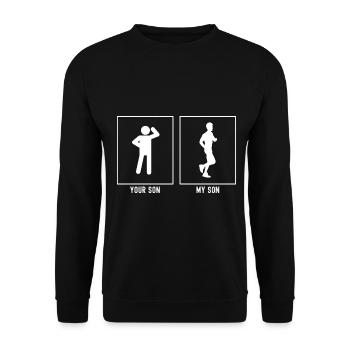 Votre fils - Mon fils - Course tranquille - Sweat-shirt Unisexe - noir - Devant - Alina (178cm) & Michal (187cm)