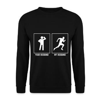 Votre mari - Mon mari - Exercice de course à pied - Sweat-shirt Unisexe - noir - Devant - Alina (178cm) & Michal (187cm)