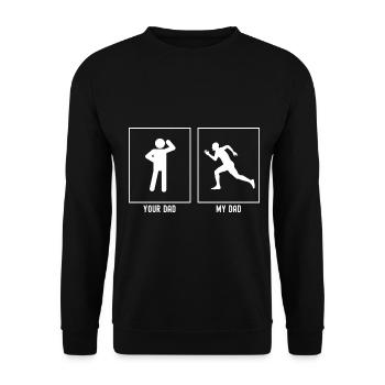 Ton père - Mon père - Running Man Fast - Sweat-shirt Unisexe - noir - Devant - Alina (178cm) & Michal (187cm)