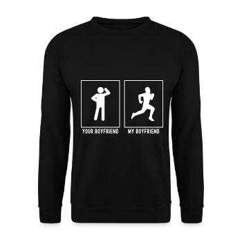 Dein Freund - Mein Freund - Amateur-Lauftraining - Unisex Pullover - Schwarz - Vorne - Alina (178cm) & Michal (187cm)