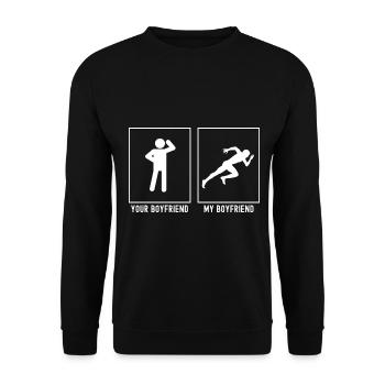 Dein Freund - Mein Freund - Laufstart - Unisex Pullover - Schwarz - Vorne - Alina (178cm) & Michal (187cm)