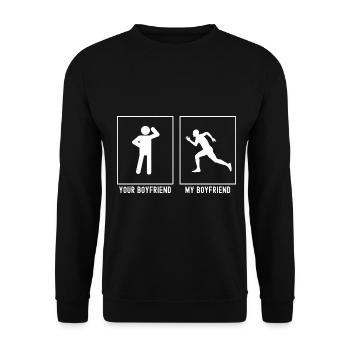Dein Freund - Mein Freund - Lauftraining - Unisex Pullover - Schwarz - Vorne - Alina (178cm) & Michal (187cm)