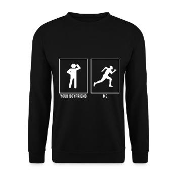 Votre ami - Moi - Running Man Vector - Sweat-shirt Unisexe - noir - Devant - Alina (178cm) & Michal (187cm)