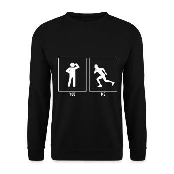 You - Me - Running Hobby - Unisex Sweatshirt - black - Front - Alina (178cm) & Michal (187cm)