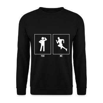 Du - Ich - Laufen Schnell Links - Unisex Pullover - Schwarz - Vorne - Alina (178cm) & Michal (187cm)