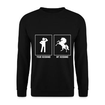 Her husband - My husband - Horse standing (Awesome Ho - Unisex Sweatshirt - black - Front - Alina (178cm) & Michal (187cm)