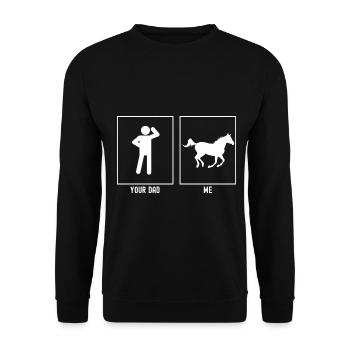 Your father - me - Running horse to the right - Unisex Sweatshirt - black - Front - Alina (178cm) & Michal (187cm)
