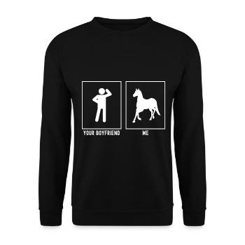 Votre ami - moi - cheval au trot - Sweat-shirt Unisexe - noir - Devant - Alina (178cm) & Michal (187cm)