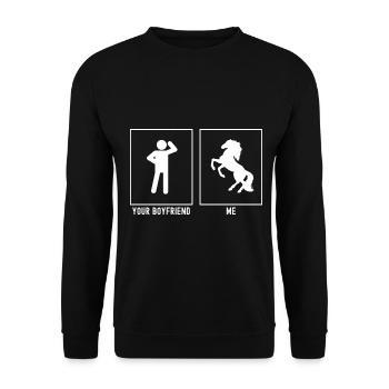 Votre ami - moi - cheval debout sur deux jambes - Sweat-shirt Unisexe - noir - Devant - Alina (178cm) & Michal (187cm)