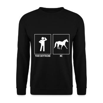 Votre ami - moi - cheval au pas - Sweat-shirt Unisexe - noir - Devant - Alina (178cm) & Michal (187cm)