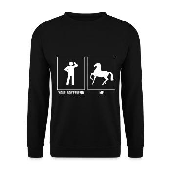 Votre ami - Moi - Vecteur de pose de cheval - Sweat-shirt Unisexe - noir - Devant - Alina (178cm) & Michal (187cm)
