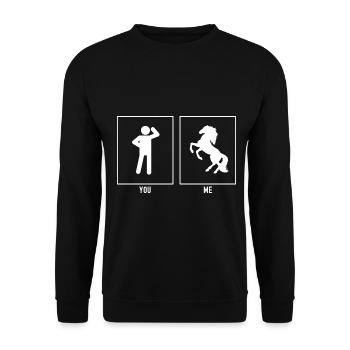 Vous - I - cheval debout sur deux jambes - Sweat-shirt Unisexe - noir - Devant - Alina (178cm) & Michal (187cm)