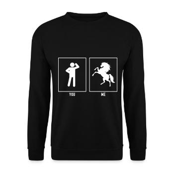 Du - Ich - Pferd posiert Vektor - Unisex Pullover - Schwarz - Vorne - Alina (178cm) & Michal (187cm)