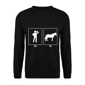 You - Me - Horse Illustration - Unisex Sweatshirt - black - Front - Alina (178cm) & Michal (187cm)