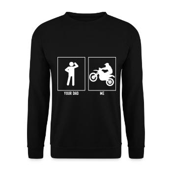Ton père - moi - moto extrême - Sweat-shirt Unisexe - noir - Devant - Alina (178cm) & Michal (187cm)
