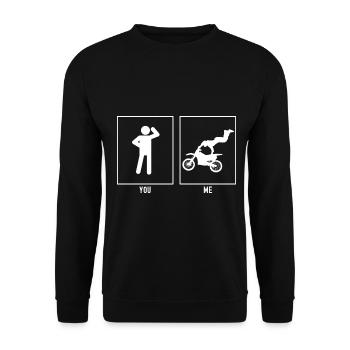 Du - Ich - Motorrad Extrem - Unisex Pullover - Schwarz - Vorne - Alina (178cm) & Michal (187cm)