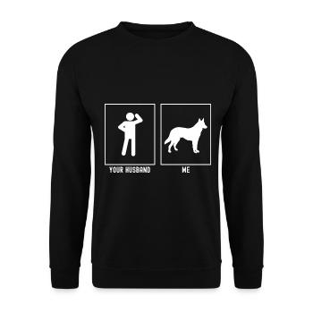 Your husband - me - dog stand - Unisex Sweatshirt - black - Front - Alina (178cm) & Michal (187cm)
