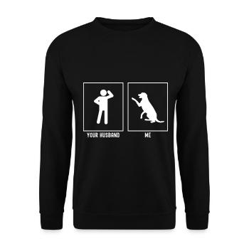 Your husband - me - dog shaking hands - Unisex Sweatshirt - black - Front - Alina (178cm) & Michal (187cm)