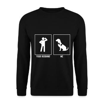 Your husband - me - dog hug - Unisex Sweatshirt - black - Front - Alina (178cm) & Michal (187cm)