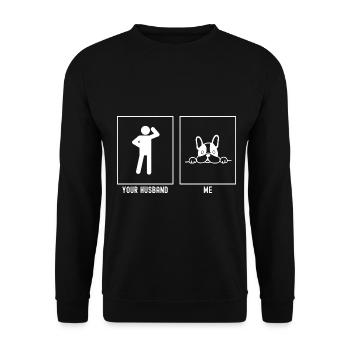 Her husband - I - Dog French Bulldog - Unisex Sweatshirt - black - Front - Alina (178cm) & Michal (187cm)
