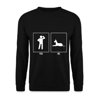 Dein Vater - Ich - Deutsche Dogge Hund - Unisex Pullover - Schwarz - Vorne - Alina (178cm) & Michal (187cm)