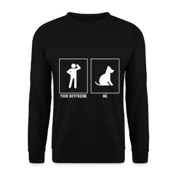 Ihr Freund - Ich - Hund Sitzend Rechts - Unisex Pullover - Schwarz - Vorne - Alina (178cm) & Michal (187cm)