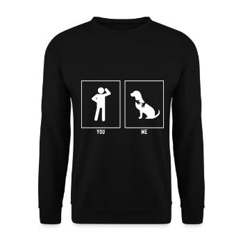 You - Me - Dog Hug - Unisex Sweatshirt - black - Front - Alina (178cm) & Michal (187cm)