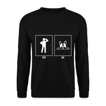 You - Me - Begging Dog - Unisex Sweatshirt - black - Front - Alina (178cm) & Michal (187cm)