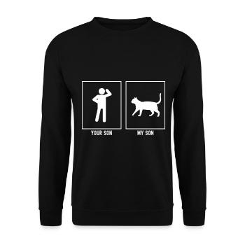Your son - My son - Cat that runs to the left - Unisex Sweatshirt - black - Front - Alina (178cm) & Michal (187cm)