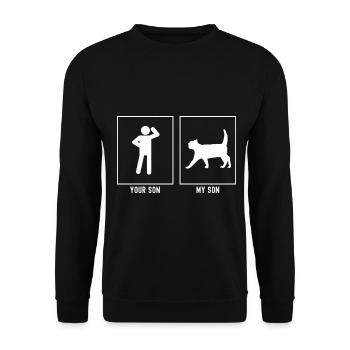 Your son - My son - Cat - Unisex Sweatshirt - black - Front - Alina (178cm) & Michal (187cm)