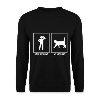 Your husband - My husband - Cat approach Vekt - Unisex Sweatshirt - black - Front - Alina (178cm) & Michal (187cm)