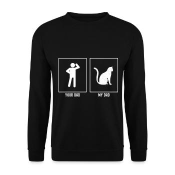 Dein Vater - Mein Vater - Geduldige Katze - Unisex Pullover - Schwarz - Vorne - Alina (178cm) & Michal (187cm)