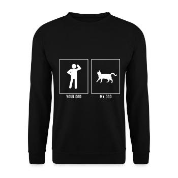 Dein Vater - Mein Vater - Katze nähert sich - Unisex Pullover - Schwarz - Vorne - Alina (178cm) & Michal (187cm)