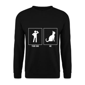 Dein Vater - Ich - Erwachsene Katze - Unisex Pullover - Schwarz - Vorne - Alina (178cm) & Michal (187cm)