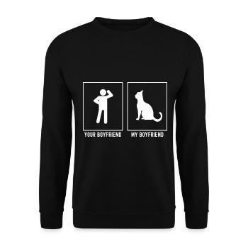 Your Friend - My Friend - Cat Sitting - Unisex Sweatshirt - black - Front - Alina (178cm) & Michal (187cm)