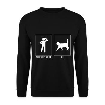 Votre ami - moi - chat approche - Sweat-shirt Unisexe - noir - Devant - Alina (178cm) & Michal (187cm)