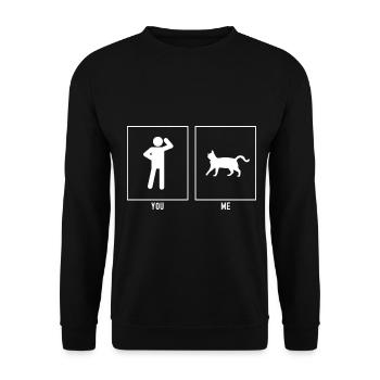 Du - Ich - Kleine Katze - Unisex Pullover - Schwarz - Vorne - Alina (178cm) & Michal (187cm)