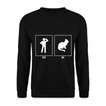 You - Me - Patient Cat - Unisex Sweatshirt - black - Front - Alina (178cm) & Michal (187cm)