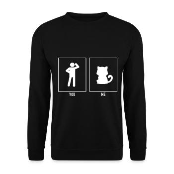 Du - Ich - Katze Cartoon - Unisex Pullover - Schwarz - Vorne - Alina (178cm) & Michal (187cm)
